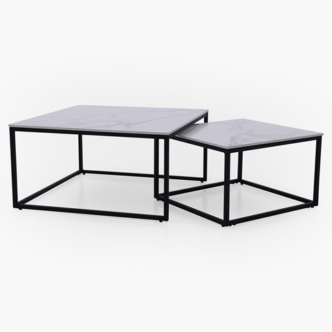 Tyler White Square Nest of Coffee Tables